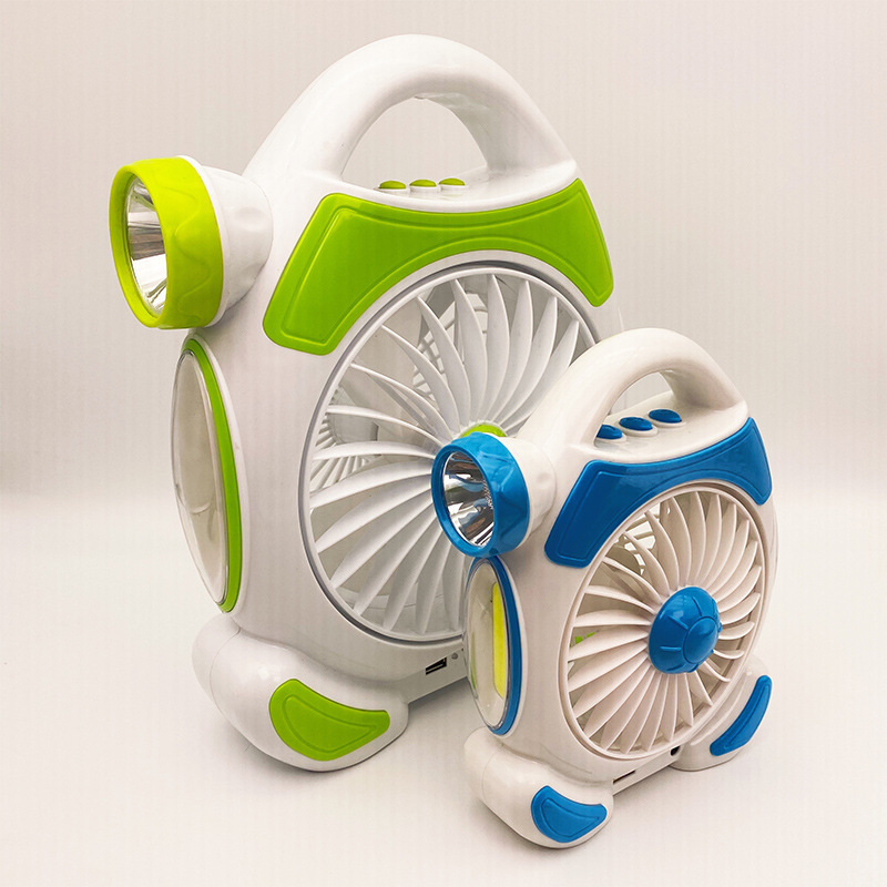 USB rechargeable electric fan with light, office desktop, student dormitory, outdoor home, desktop bedside small electric fan