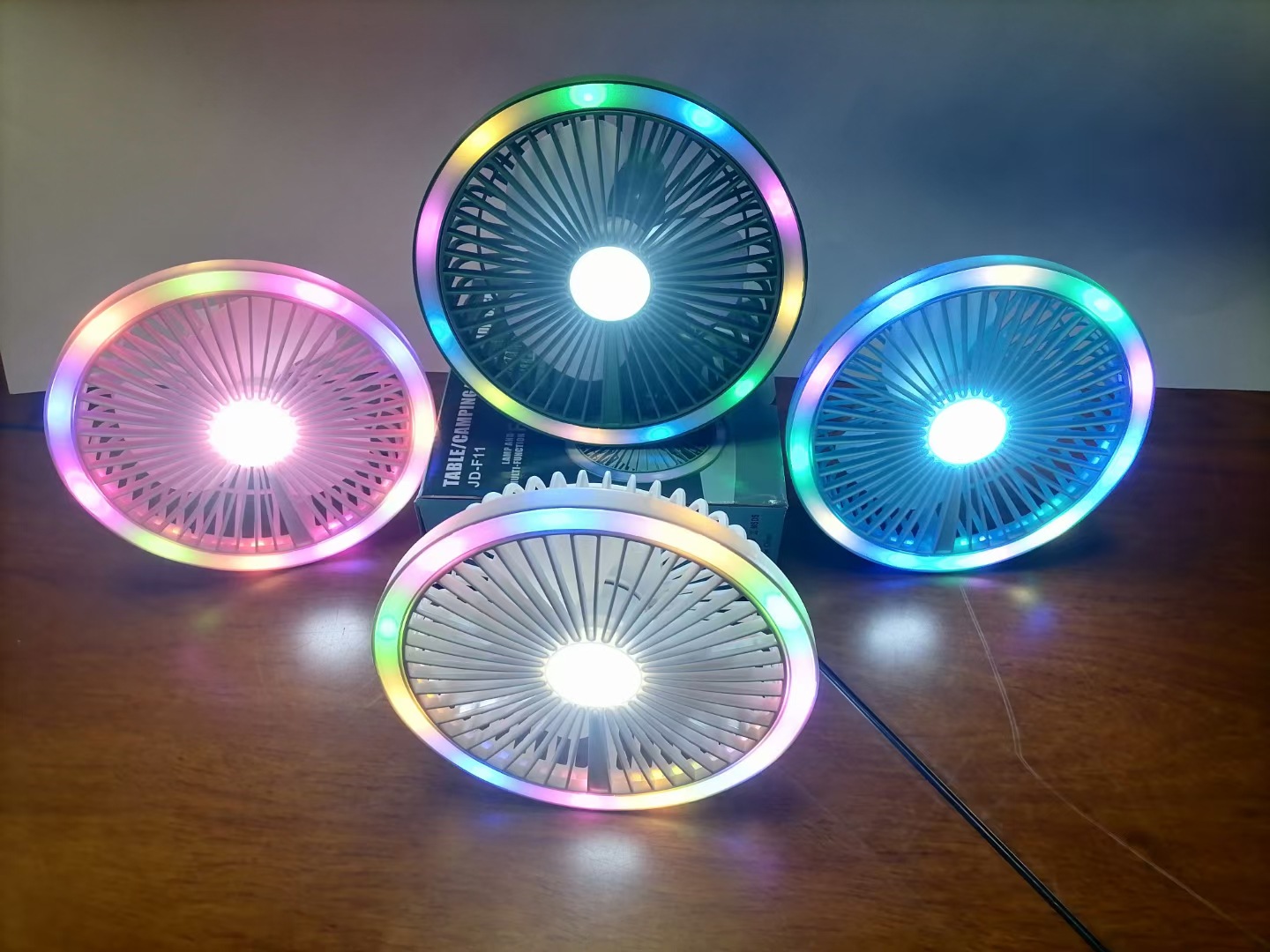 Desktop fill light stand fan, color light night light fan, camping colorful table lamp fan, mini USB pic 4