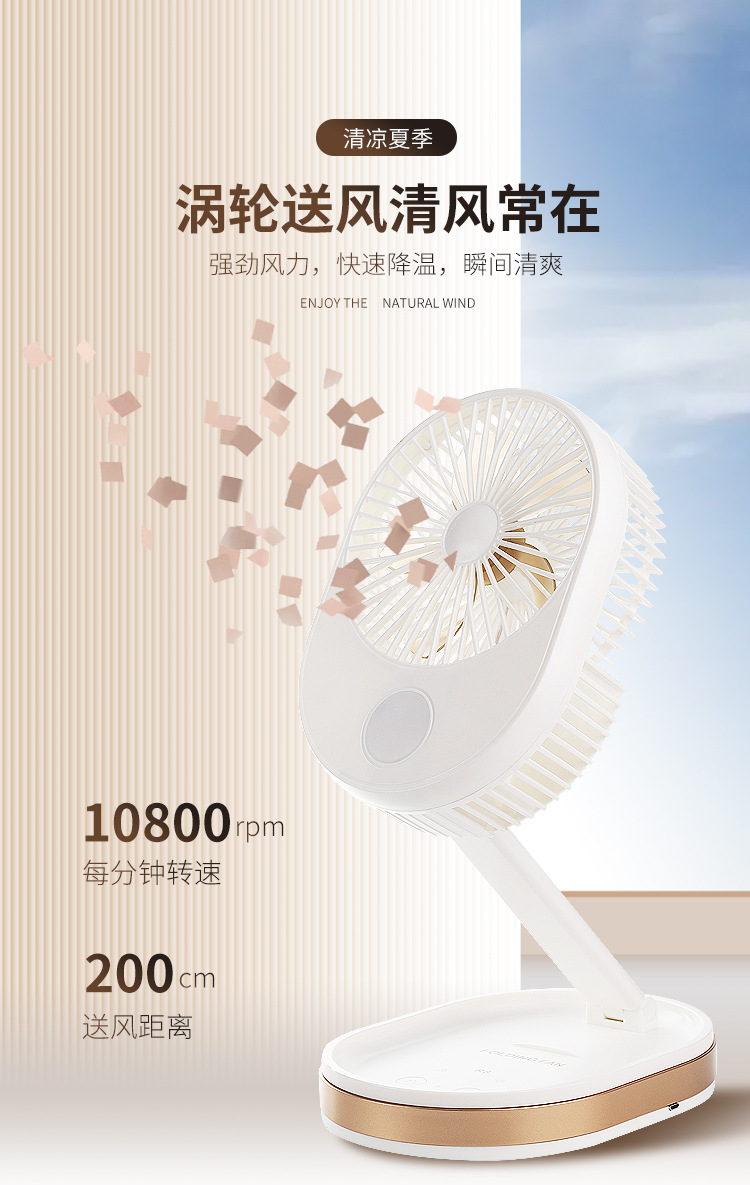 Desktop fan, office, home, dormitory, desktop portable, silent, usb charging, foldable small fan pic 1