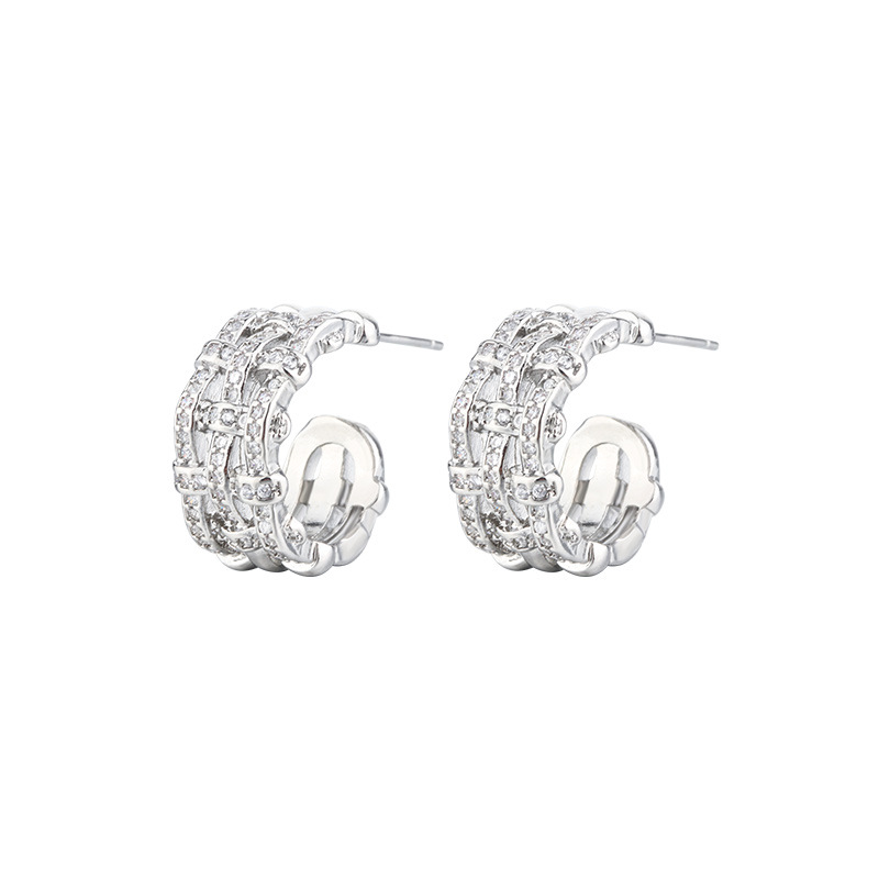 Niche design sense micro-inset zircon 2023 new temperament earrings cold wind advanced sense ear ring light luxury earrings Application Scenario