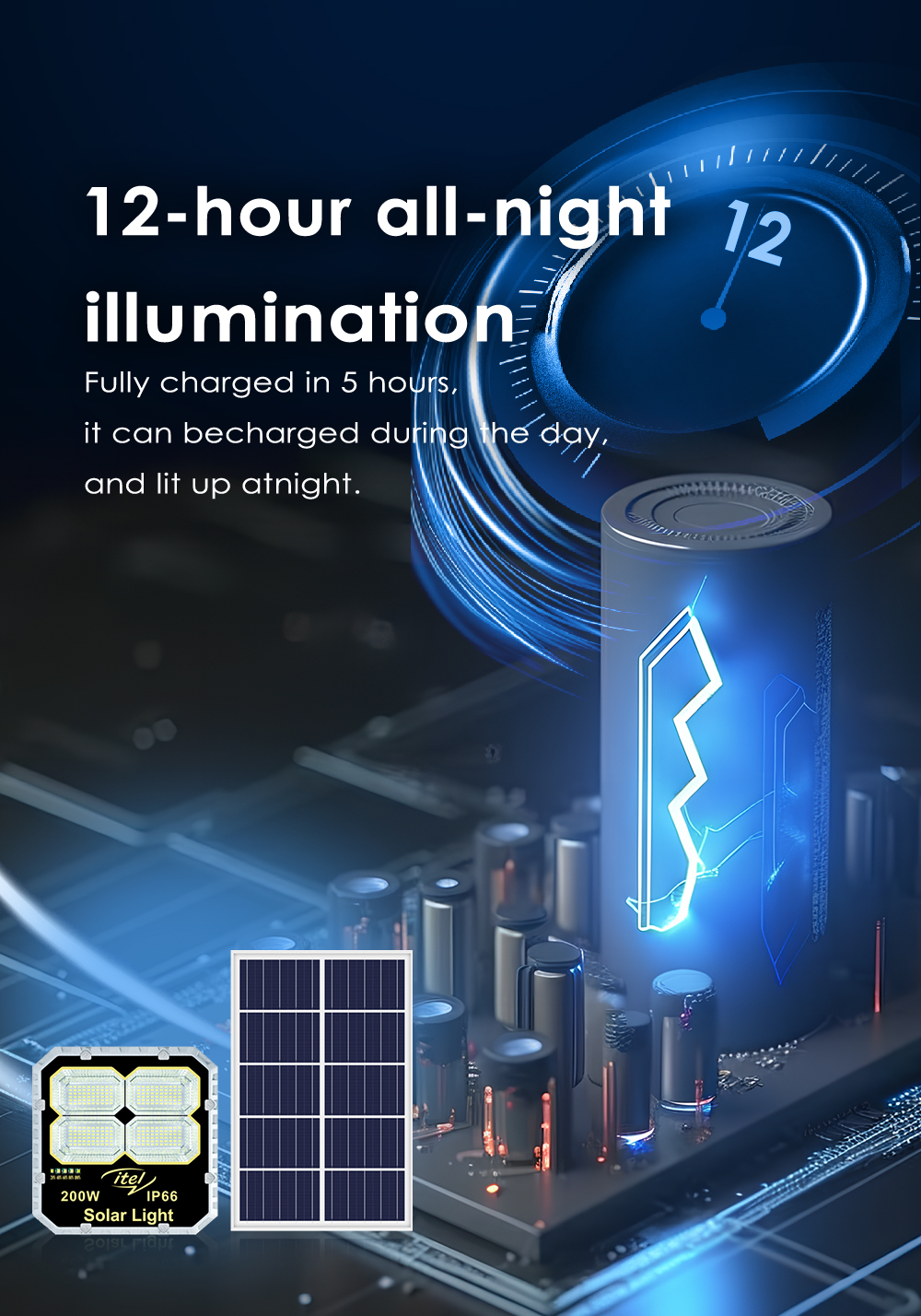 Solar Floodlight Iec-Ma200 Specification drawing