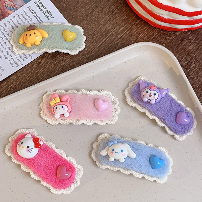 秋冬新款毛绒bb夹可爱卡通甜美少女心发夹高颜值小清新刘海夹