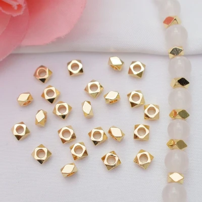 Brass beads, square beaded beads, bracelet, loose beads, diy handmade bracelet, beaded material, spacers thumbnail