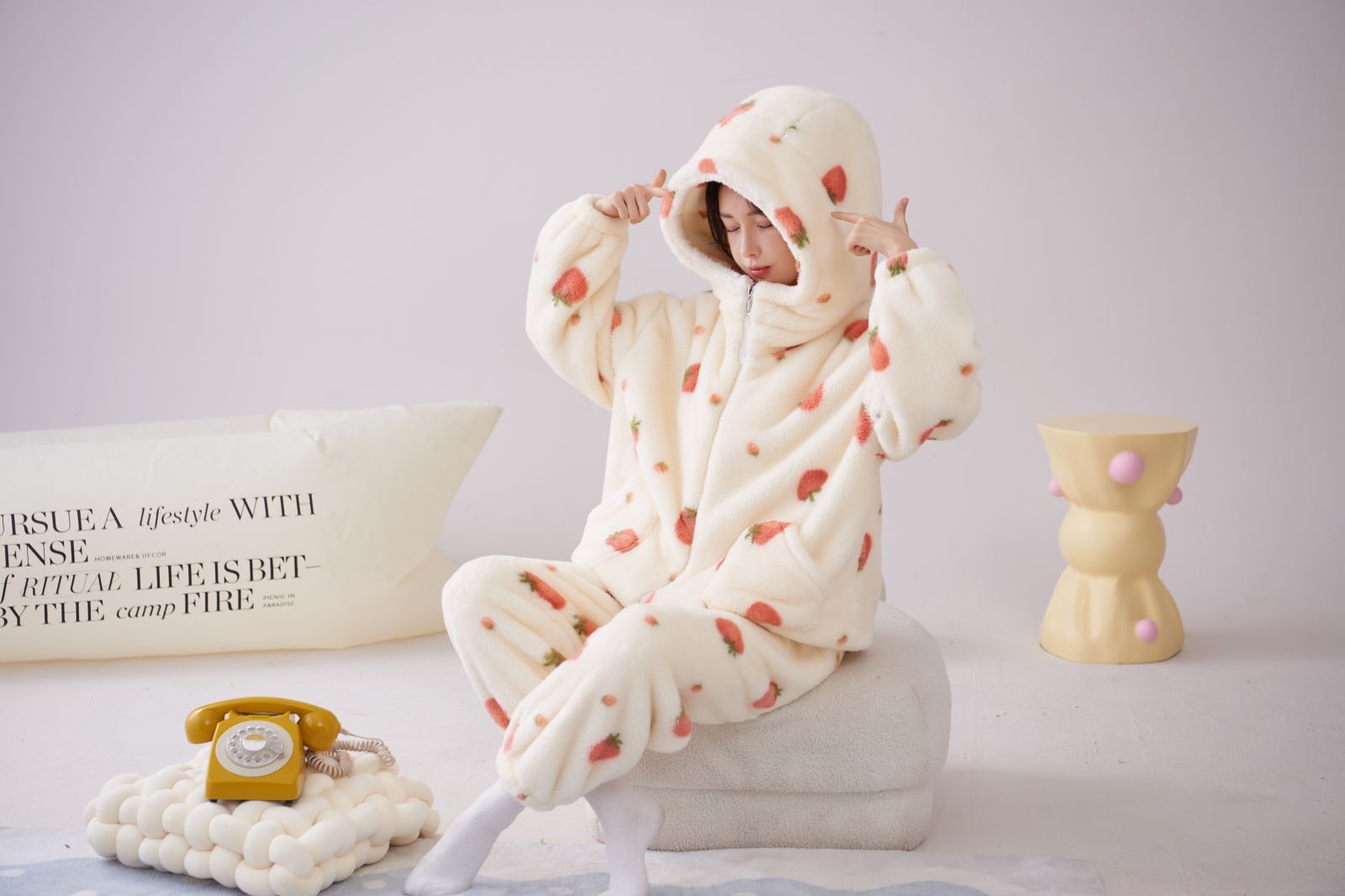 冬季新款印花珊瑚绒睡衣女三层夹棉加绒加厚卡通可爱法兰绒睡衣可定制