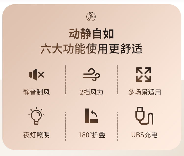 Desktop fan, office, home, dormitory, desktop portable, silent, usb charging, foldable small fan pic 2