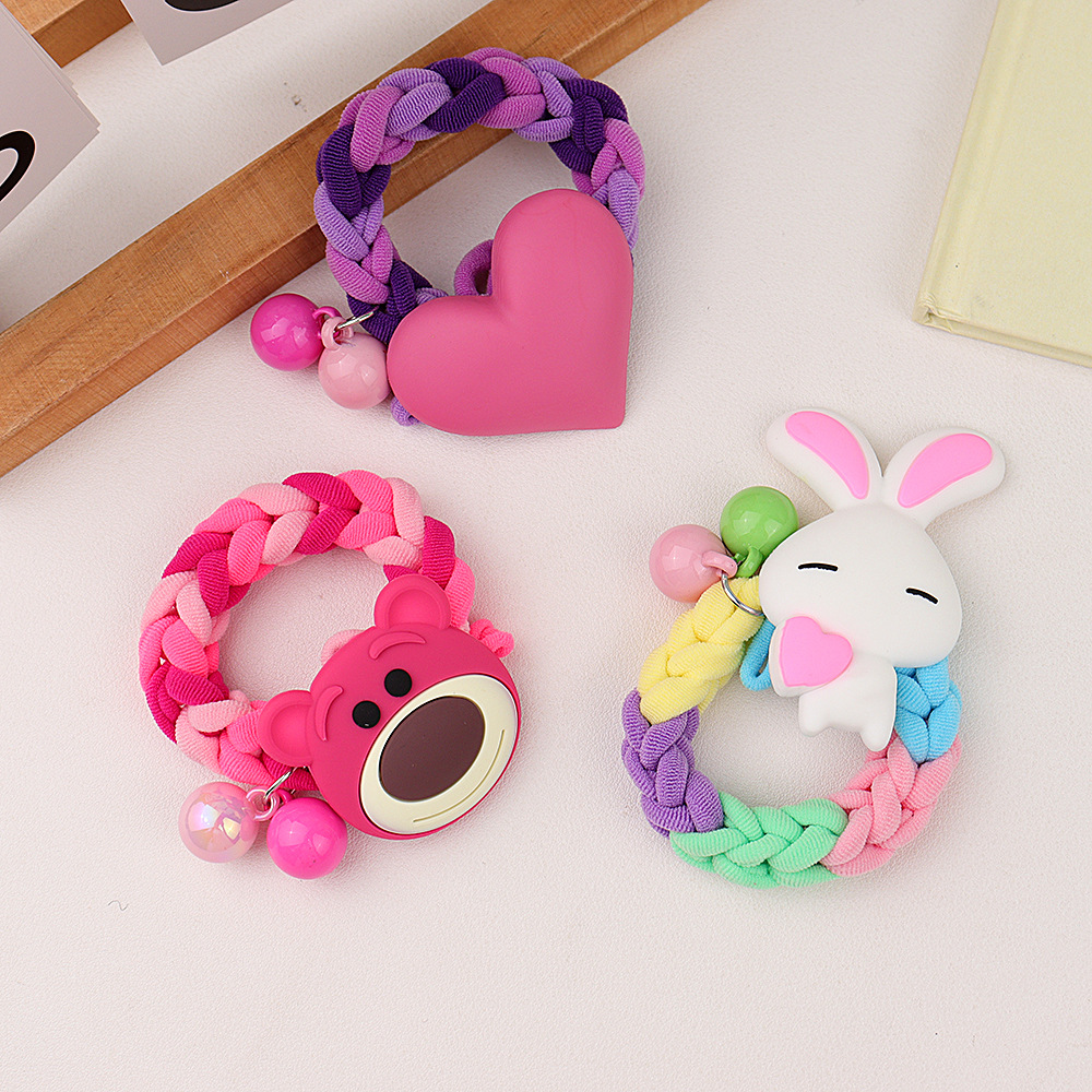 Cute dopamine cartoon rubber band, high-elasticity hair band, durable headband, new ponytail style details Picture
