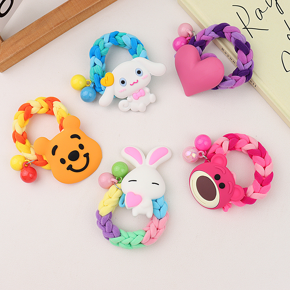 Cute dopamine cartoon rubber band, high-elasticity hair band, durable headband, new ponytail style Specification image