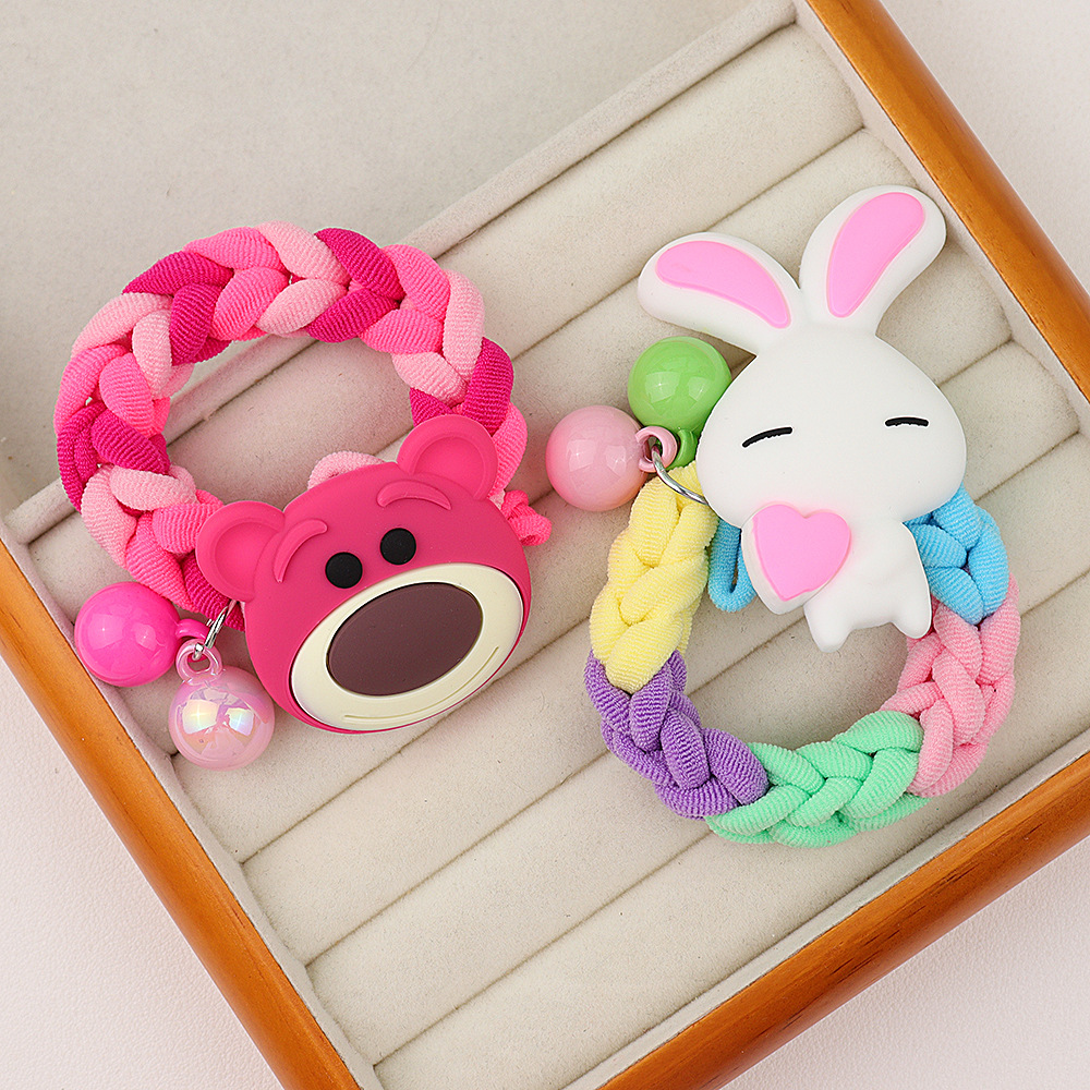 Cute dopamine cartoon rubber band, high-elasticity hair band, durable headband, new ponytail style Application Scenario