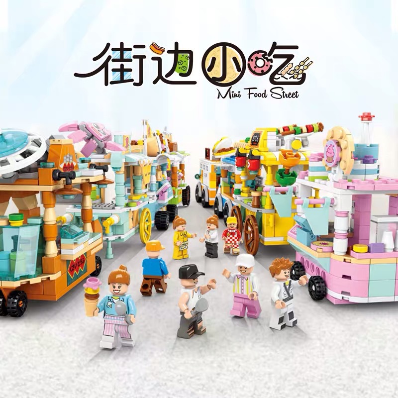 Compatible LEGO granule building blocks mini city street view children's educational enlightenment stall toys cross-border wholesale Specification drawing