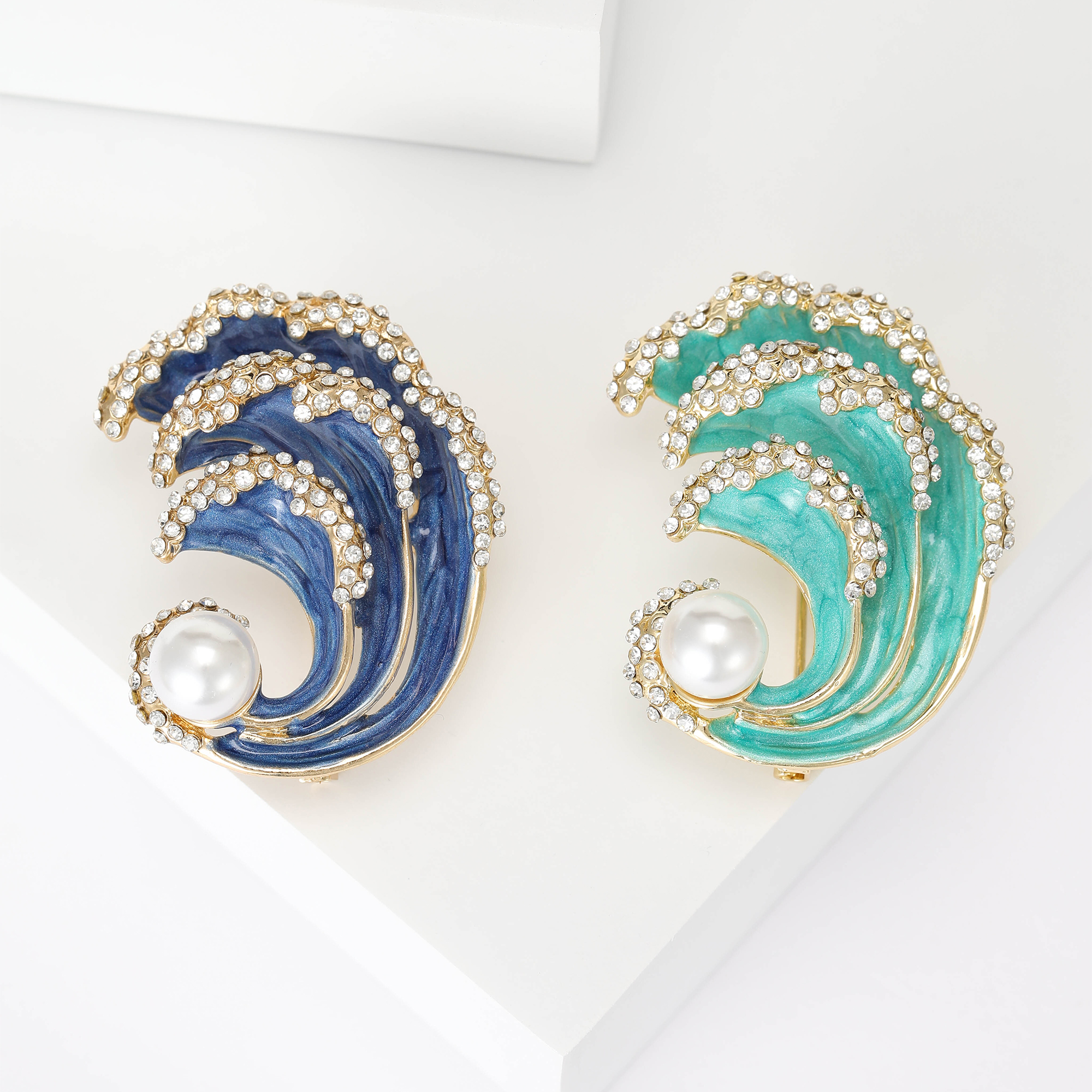Ziyang Accessories 2023 New Chinese-style oil-drip wave brooch, high-end women's personalized and fashionable brooch, elegant brooch, coat cardigan, accessories Factory direct sales