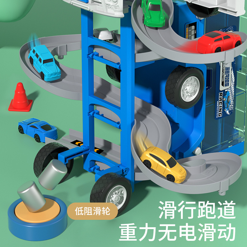 新品变形收纳货柜车 折叠大冒险轨道玩具车声光益智电动模型玩具详情图4