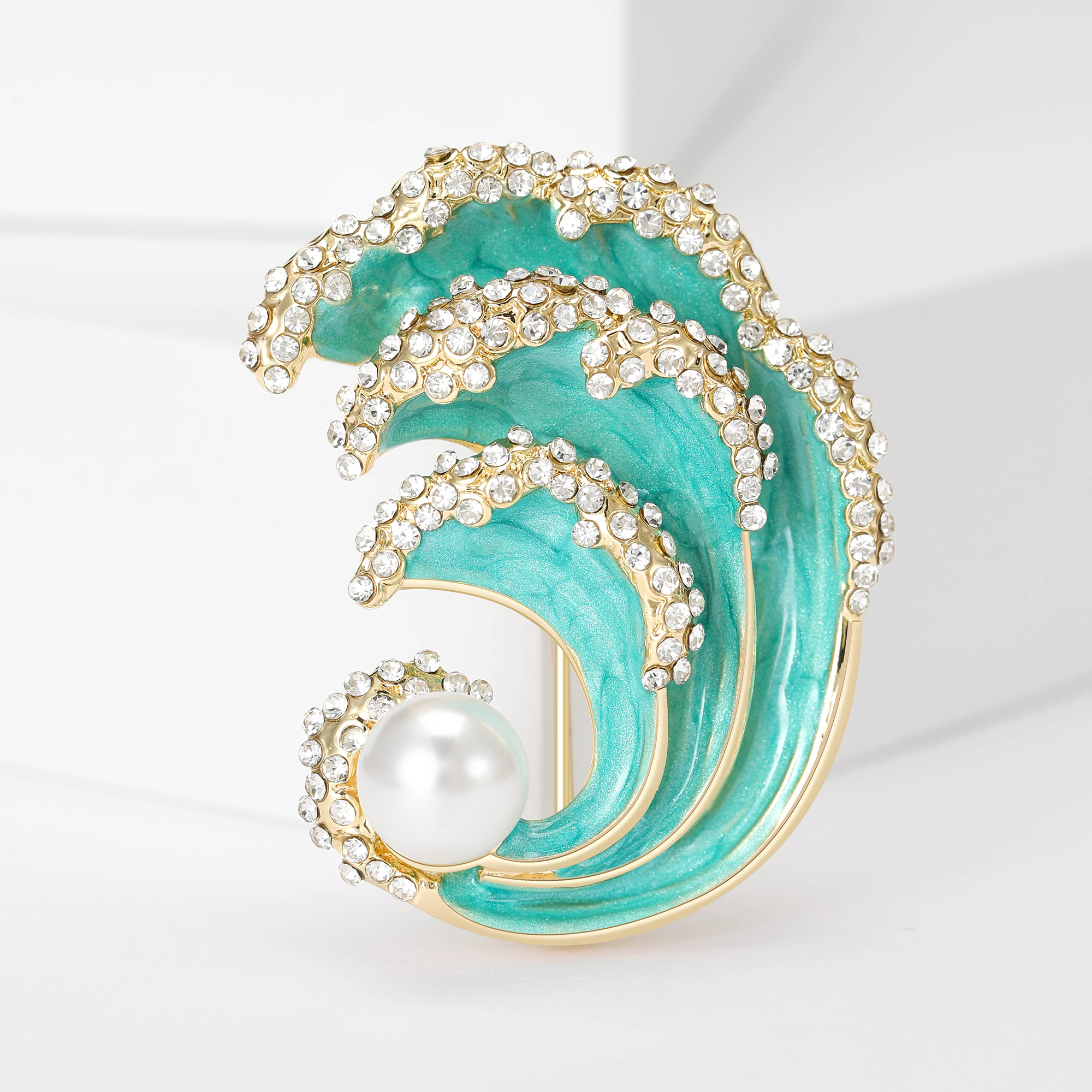 Ziyang Accessories 2023 New Chinese-style oil-drip wave brooch, high-end women's personalized and fashionable brooch, elegant brooch, coat cardigan, accessories Factory direct sales Specification image