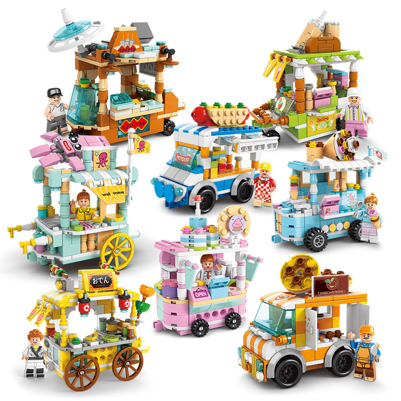 Compatible LEGO granule building blocks mini city street view children's educational enlightenment stall toys cross-border wholesale Item Picture