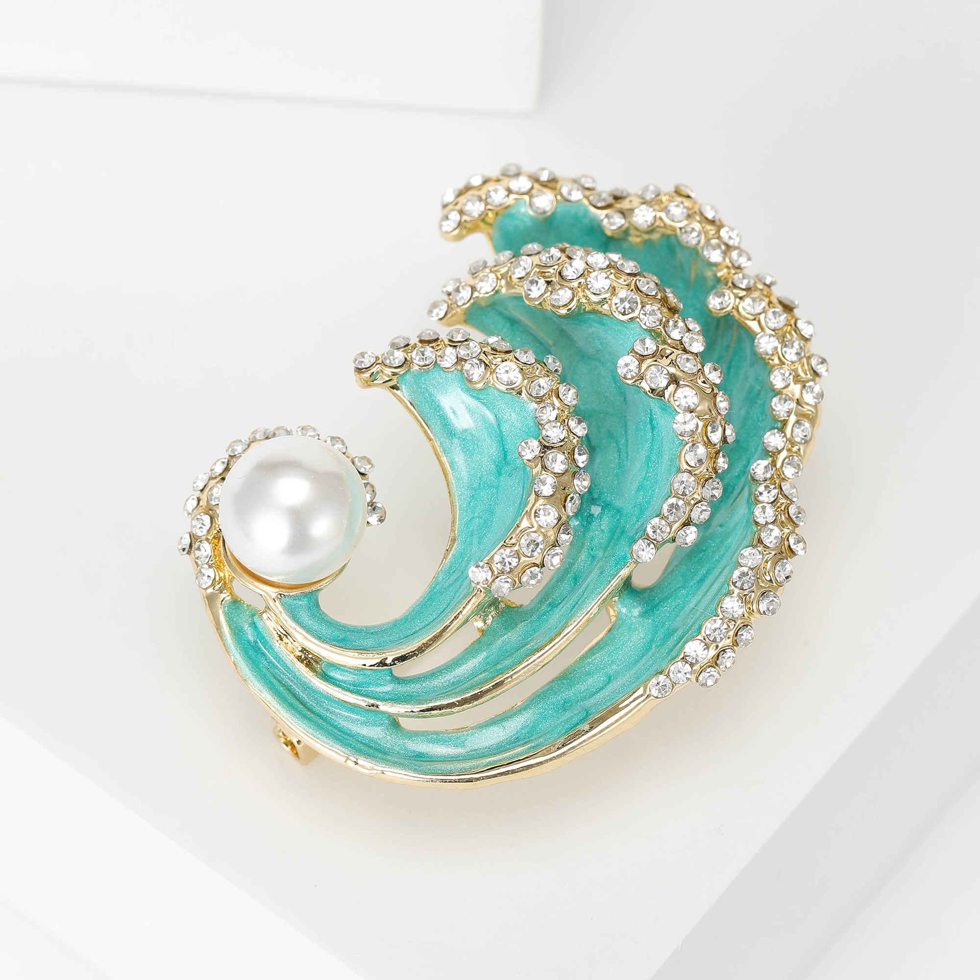 Ziyang Accessories 2023 New Chinese-style oil-drip wave brooch, high-end women's personalized and fashionable brooch, elegant brooch, coat cardigan, accessories Factory direct sales details Picture