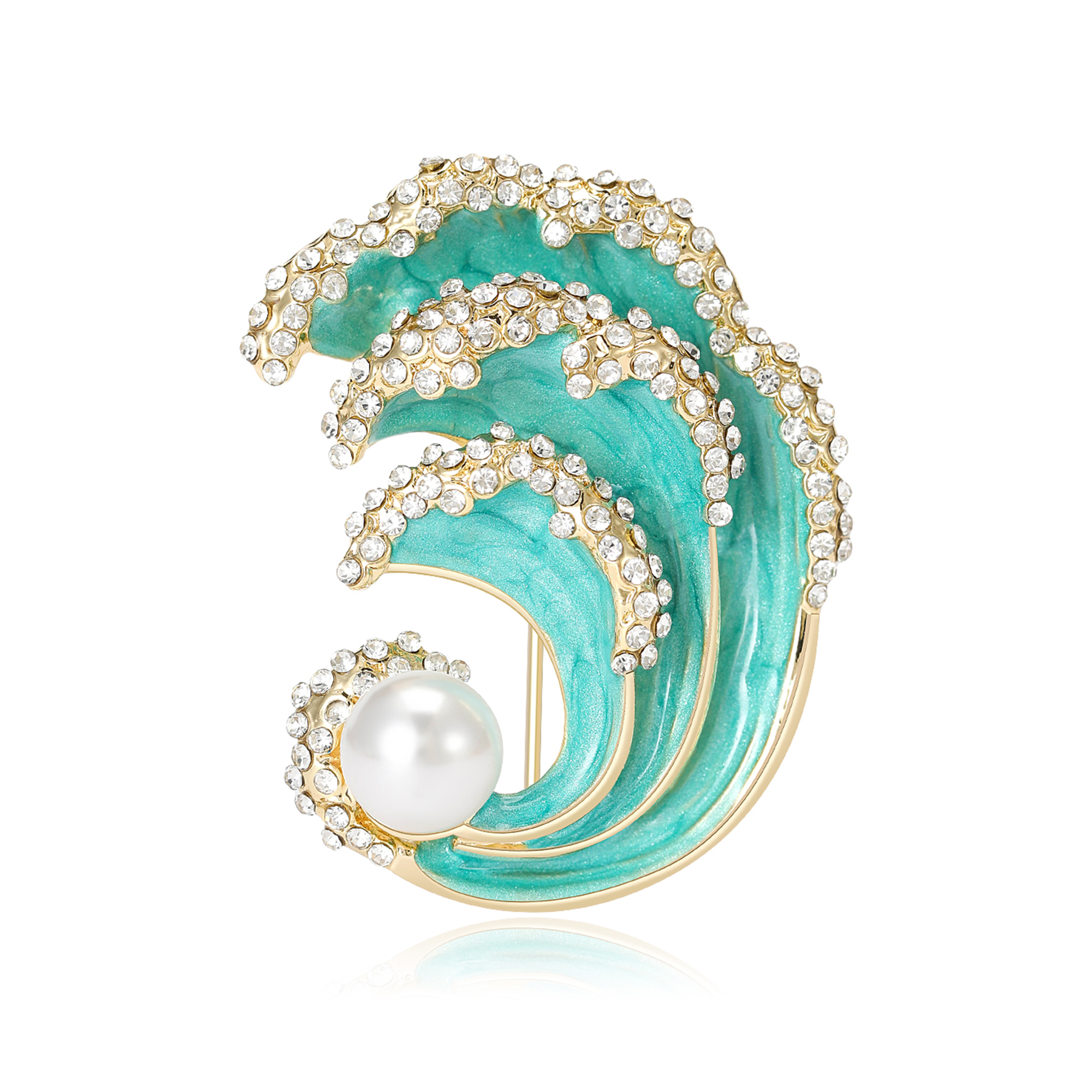 Ziyang Accessories 2023 New Chinese-style oil-drip wave brooch, high-end women's personalized and fashionable brooch, elegant brooch, coat cardigan, accessories Factory direct sales Item Picture