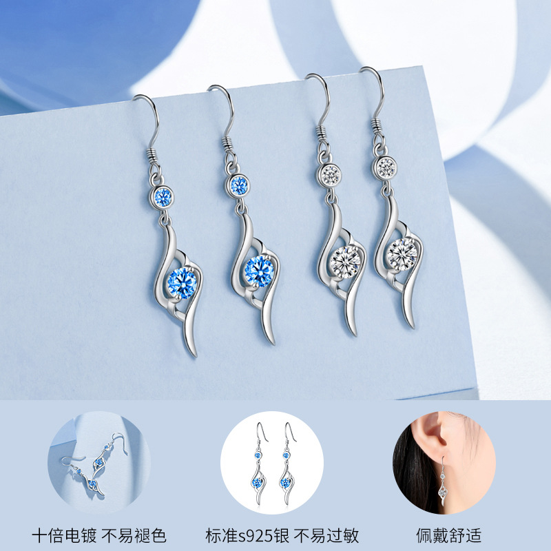 银/耳坠/摩天轮首饰/镶钻/耳钩/快手新品/时尚/女/耳环产品图