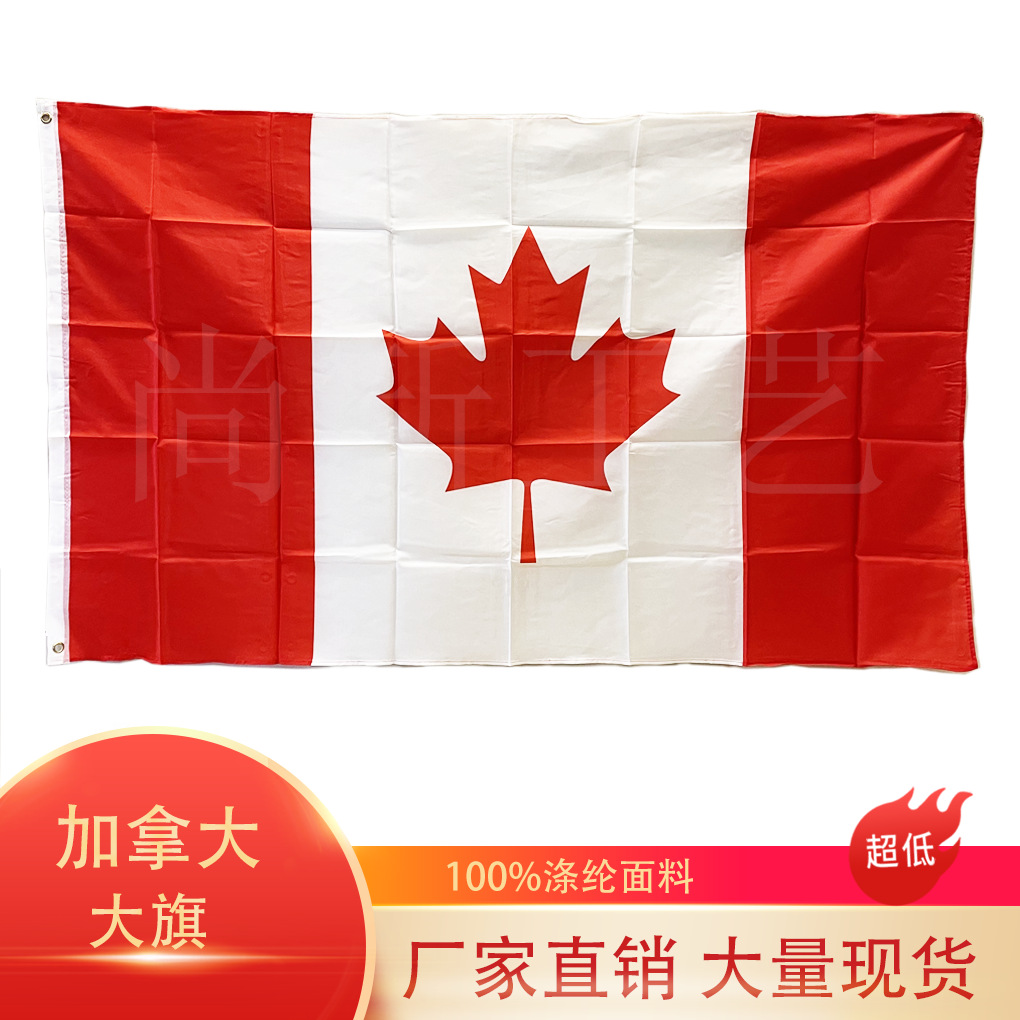跨境现货90×150cm加拿大国旗涤纶春亚纺3*5世界杯大旗图