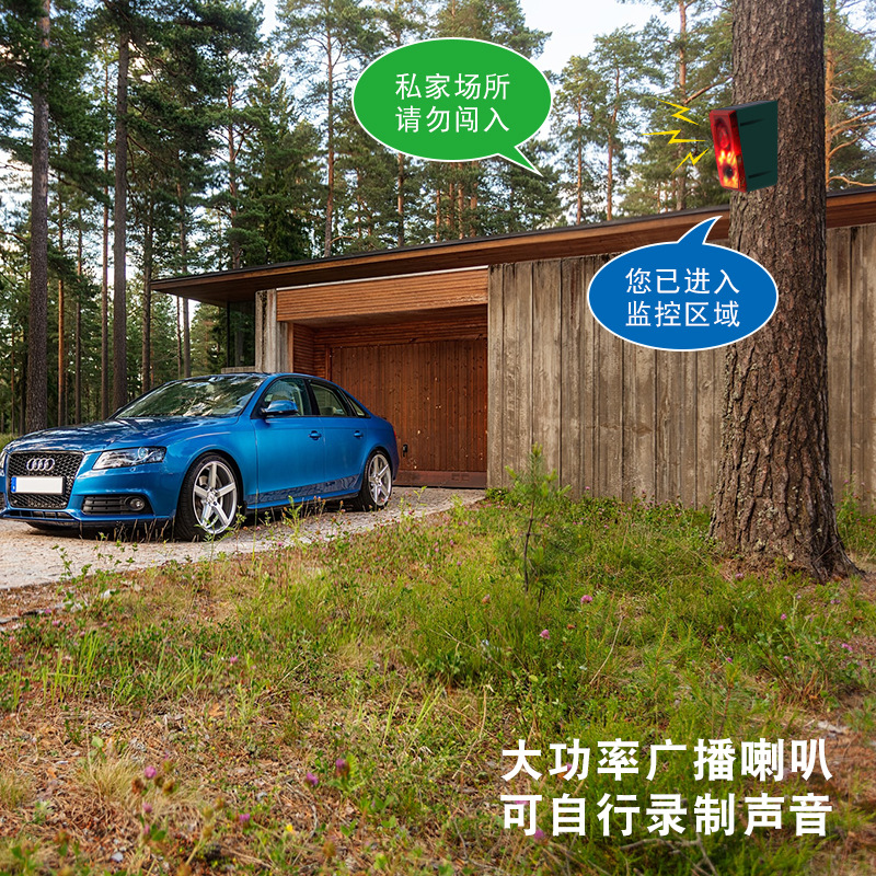 太阳能报警器/驱兽器/红外感应/声光爆闪/警示灯/户外可录音/广播喇叭产品图