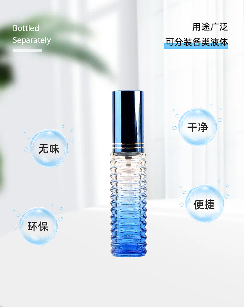 Perfume bottle press 15ml perfume bottle transparent square perfume bottle glass bottle toner fine spray empty bottle pic 4