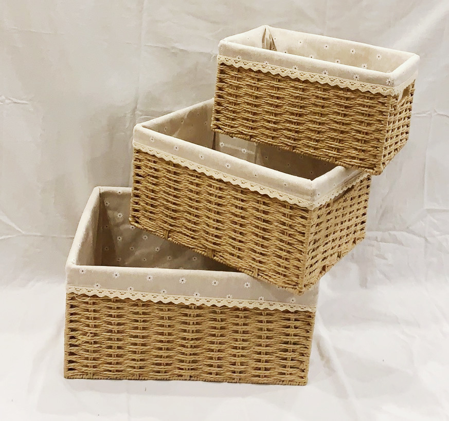 三件套 葫芦草托盘，草编收纳筐，收纳篮详情图2