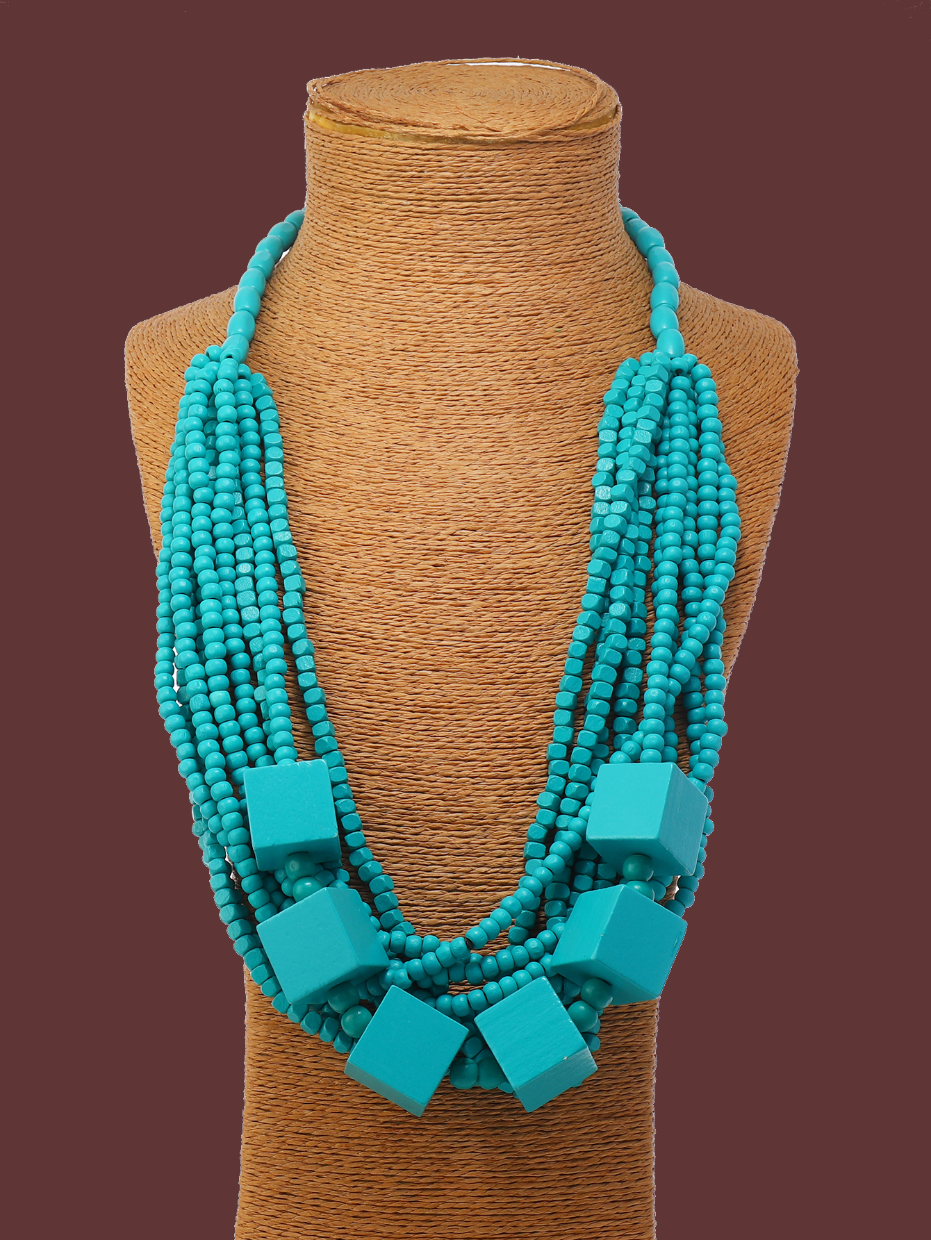 新款复古波西米亚热带风情民族风手工几何串珠多层彩色项链福椰椰