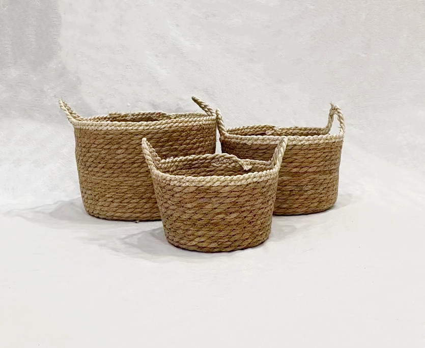 三件套 葫芦草托盘，草编收纳筐，收纳篮详情图3
