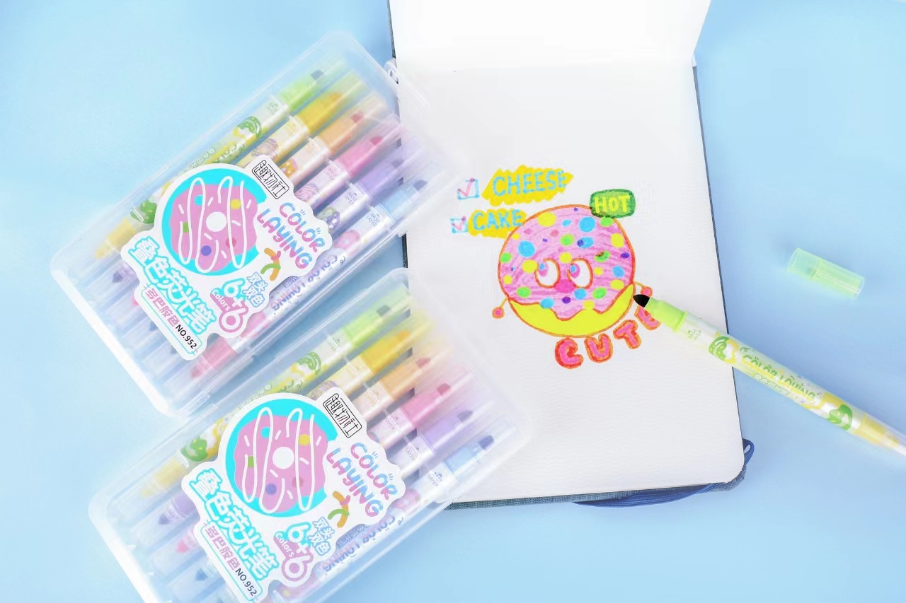 Overlapping Highlighter Double Head Double Color Large Capacity For Students To Write Notes Notebook Specification drawing