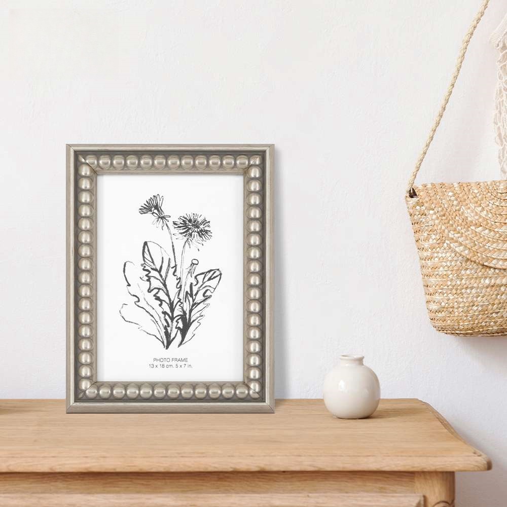 Silver 5x7 inch decorative beaded picture frame thumbnail