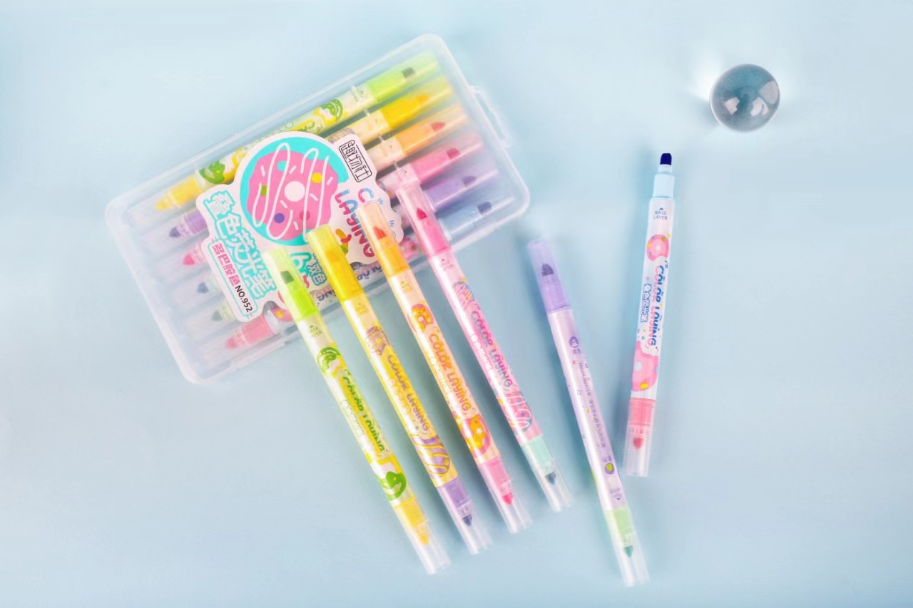 Overlapping Highlighter Double Head Double Color Large Capacity For Students To Write Notes Notebook details Picture