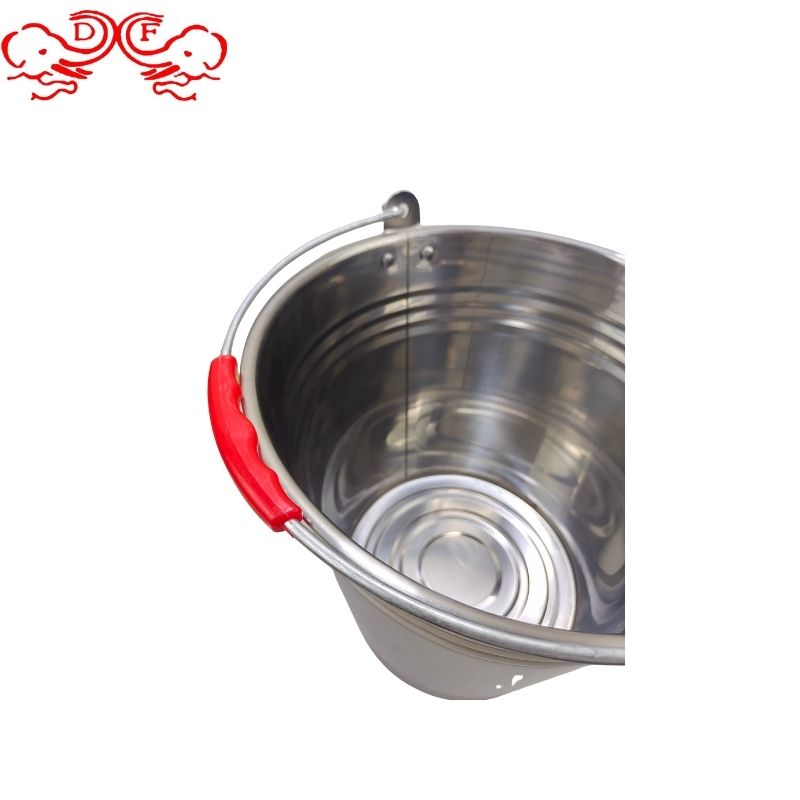 DF99021 stainless steel bucket, slanted, non-magnetic, bright, thickened hand-held bucket, thickened multi-purpose bucket for household use, DF TRADINGHOUSE Specification image