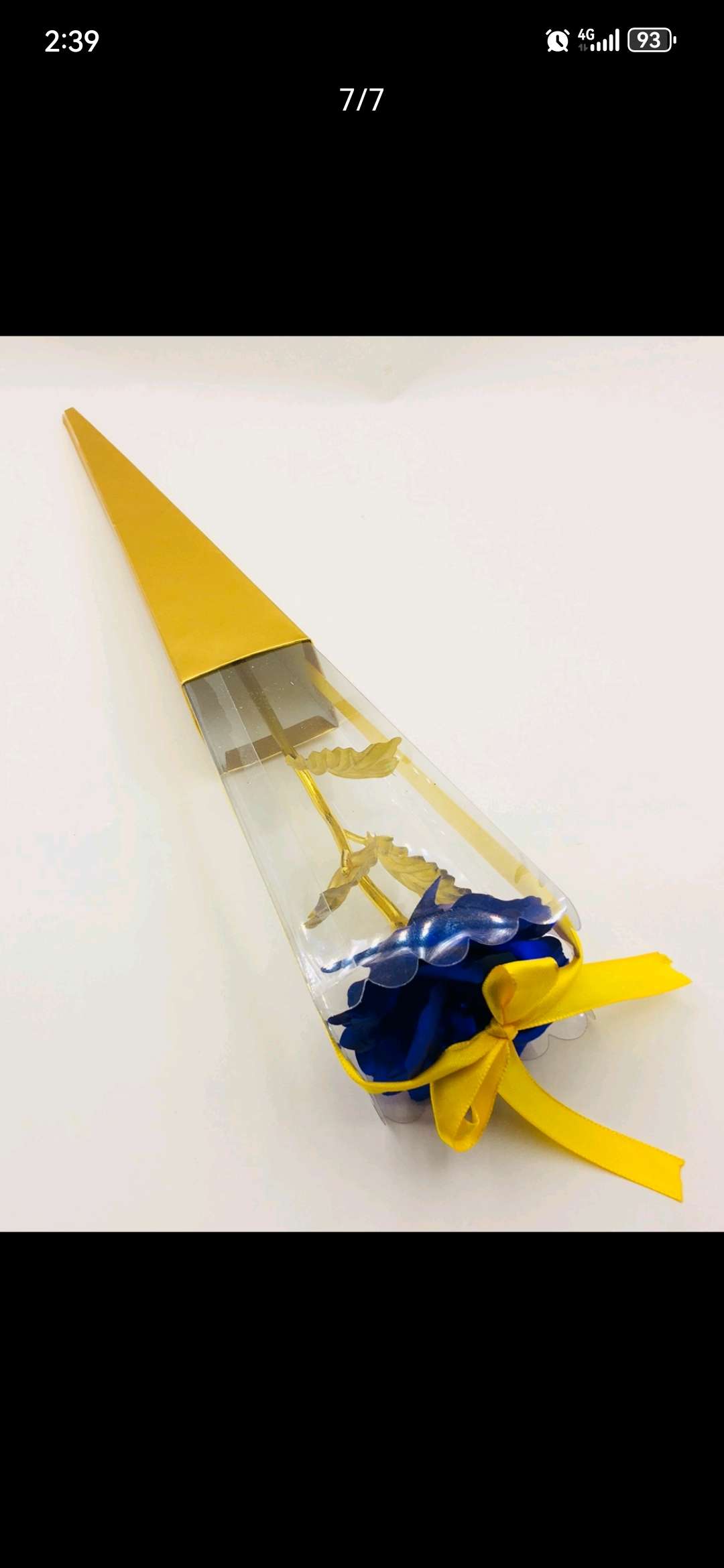 24K金箔玫瑰花金色火炬盒单支白底实物图