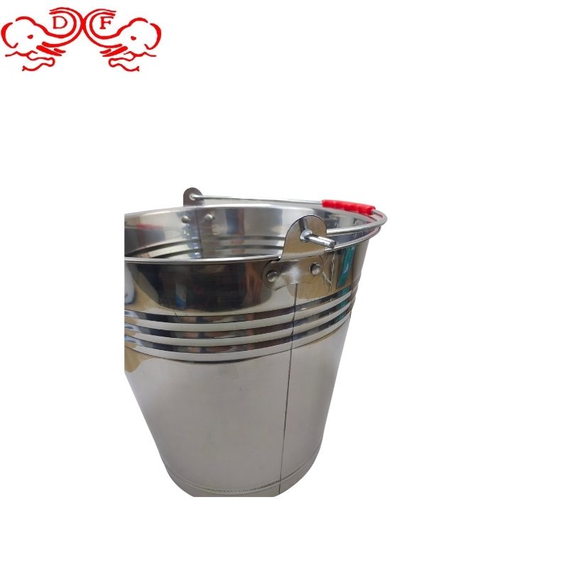 DF99021 stainless steel bucket, slanted, non-magnetic, bright, thickened hand-held bucket, thickened multi-purpose bucket for household use, DF TRADINGHOUSE details Picture