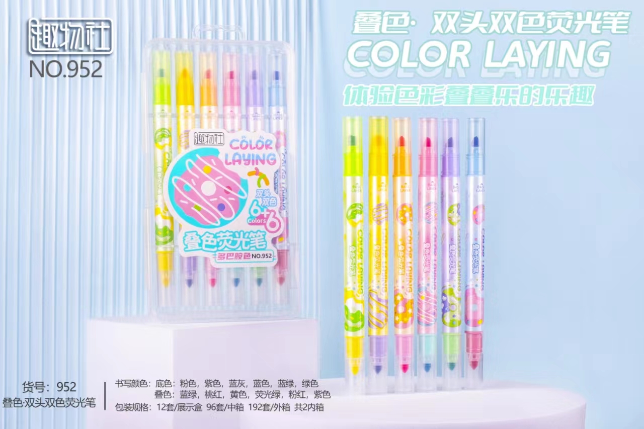 Overlapping Highlighter Double Head Double Color Large Capacity For Students To Write Notes Notebook Application Scenario
