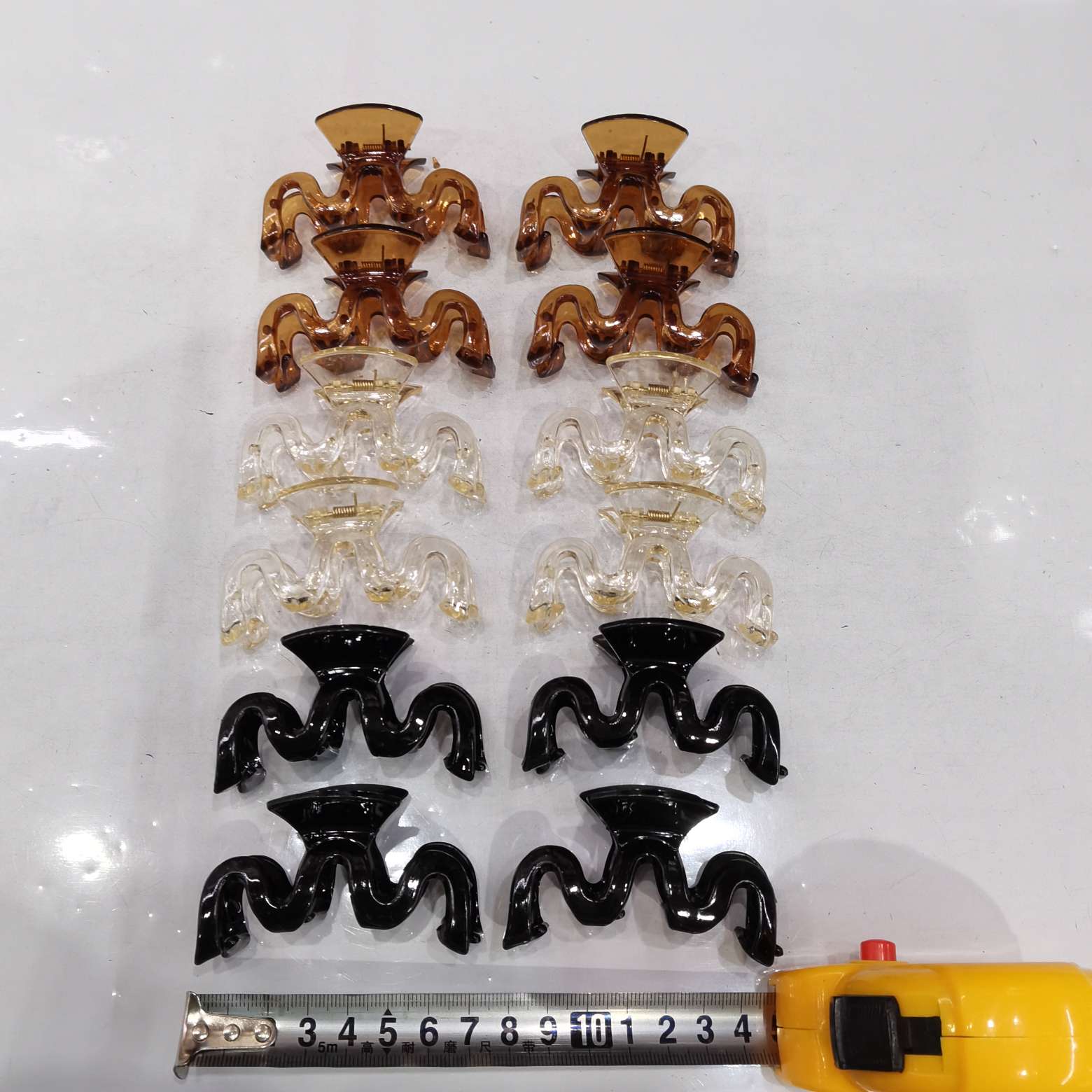 Transparent black coffee-dyed combination hair clip, popular square semi-round M-claw style Item Picture