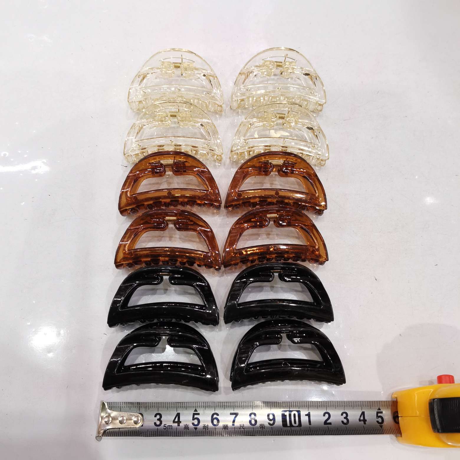 Transparent black coffee-dyed combination hair clip, popular square semi-round M-claw style