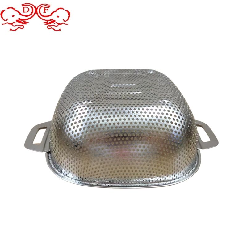 DF99646不锈钢洗米筛密孔篮子带耳淘米盆家用四方沥水果篮漏盆DF TRADINGHOUSE 图