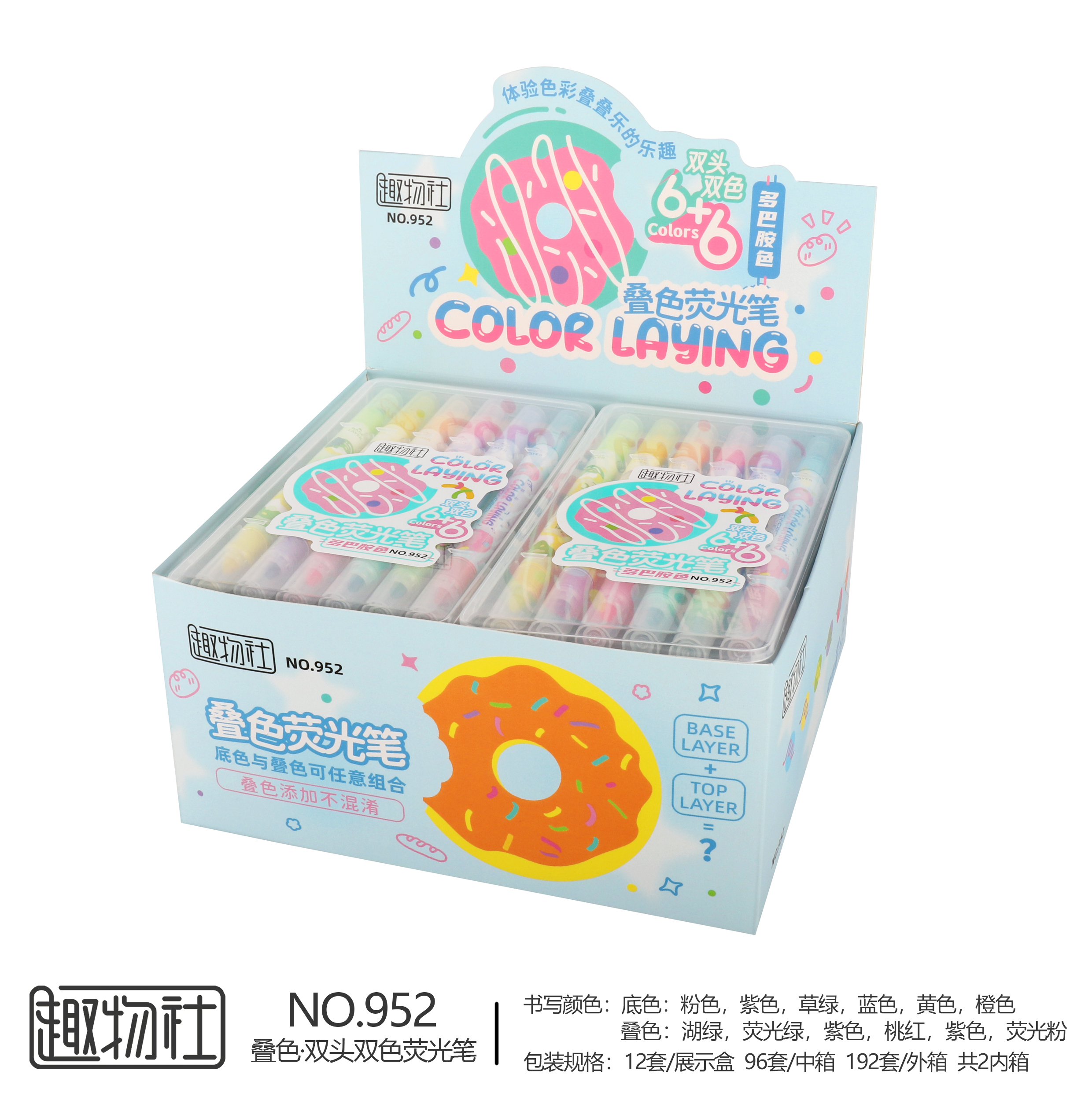 Overlapping Highlighter Double Head Double Color Large Capacity For Students To Write Notes Notebook Item Picture