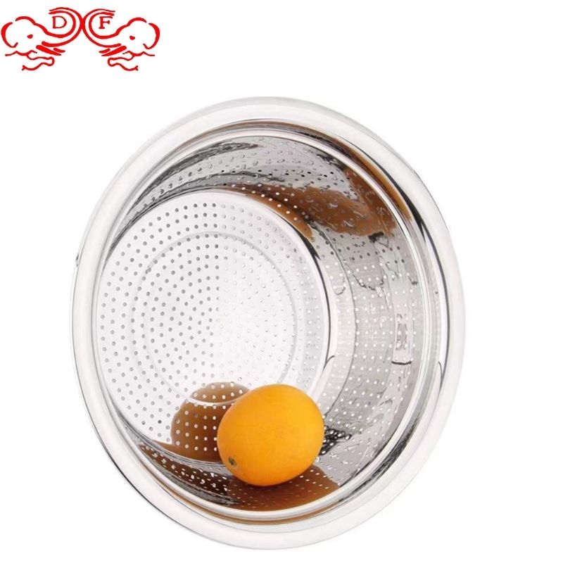 加厚圆形不锈钢盆/漏水盆/洗米筛/沥水洗菜盆/果篮/DF TRADINGHOUSE细节图