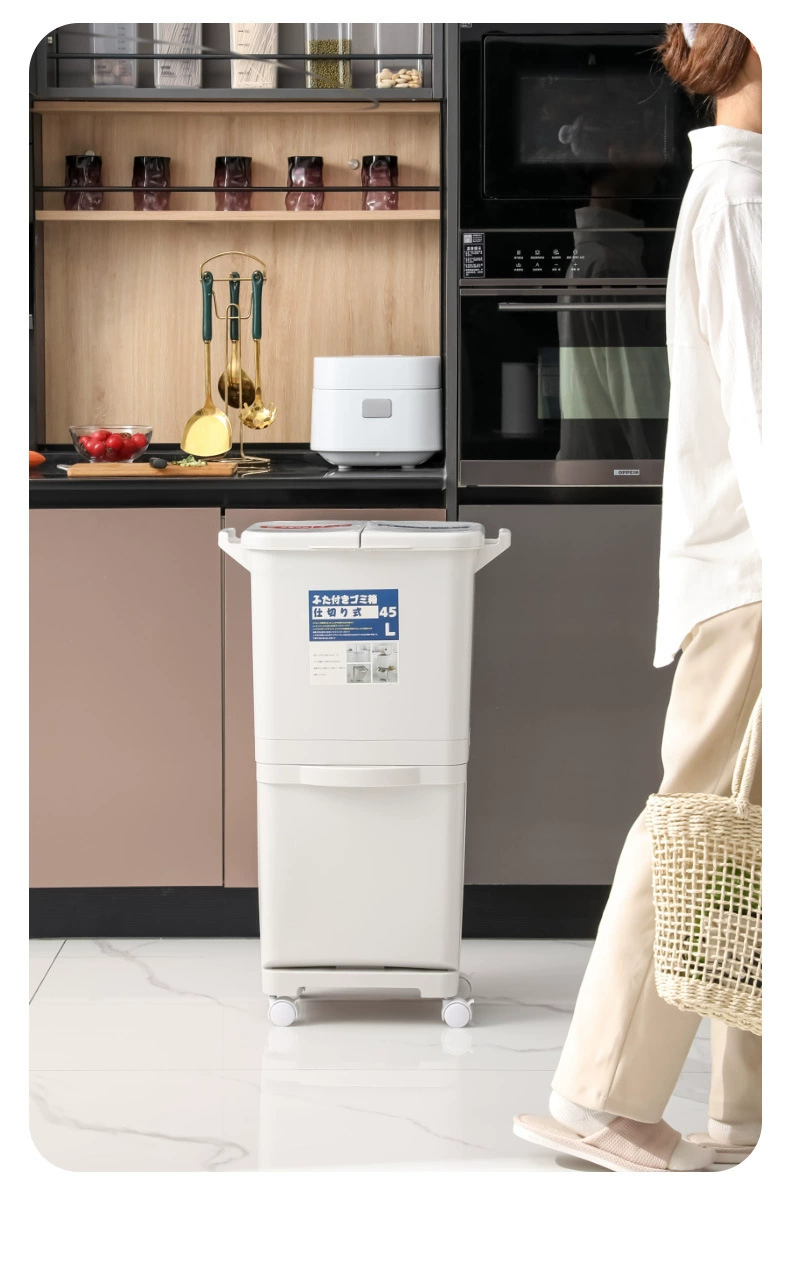 Y169-608 classified trash can, double-layer foot pedal sanitary bucket with lid, dry-wet separated storage bucket, large wastebasket detail image 9