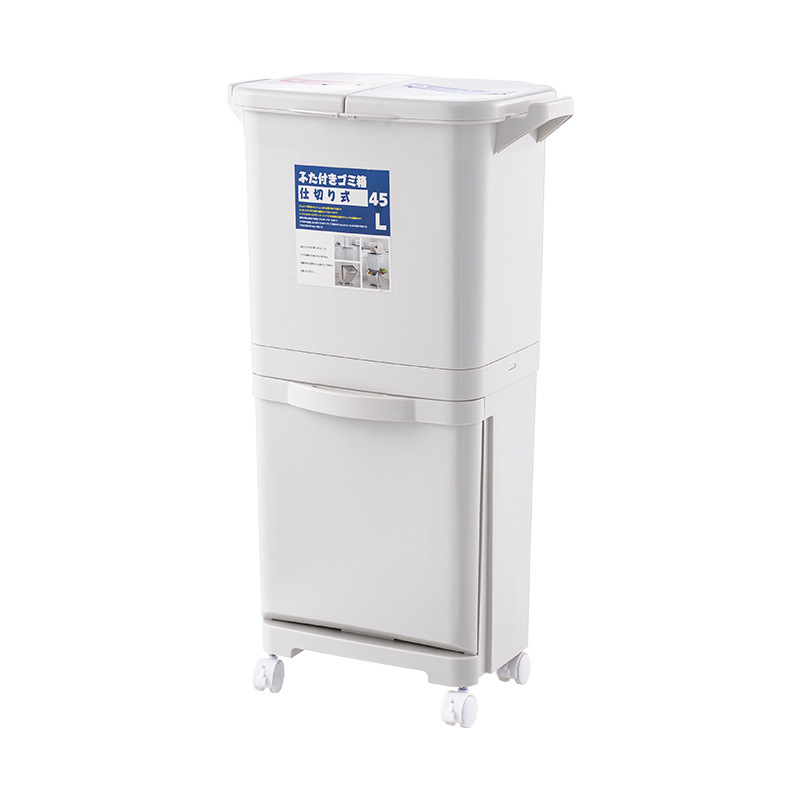 Y169-608 classified trash can, double-layer foot pedal sanitary bucket with lid, dry-wet separated storage bucket, large wastebasket details Picture