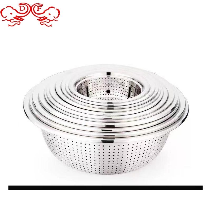 加厚圆形不锈钢盆/漏水盆/洗米筛/沥水洗菜盆/果篮/DF TRADINGHOUSE产品图