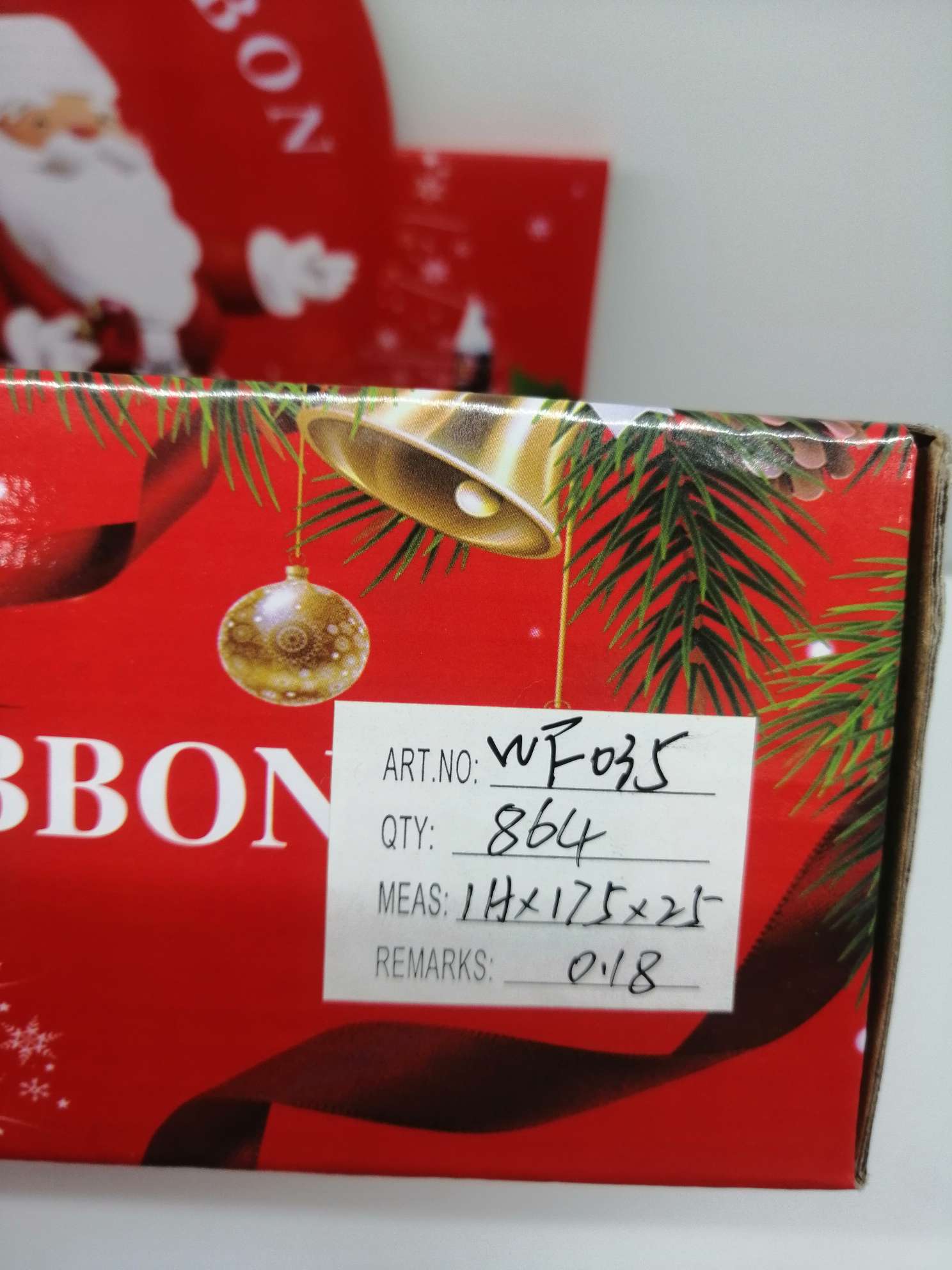 Christmas ribbons, bow materials, scene decorations, Christmas ornaments, available in sizes 2.5, 3.8, 56 cm, box packaging, each 2.7 meters Item Picture