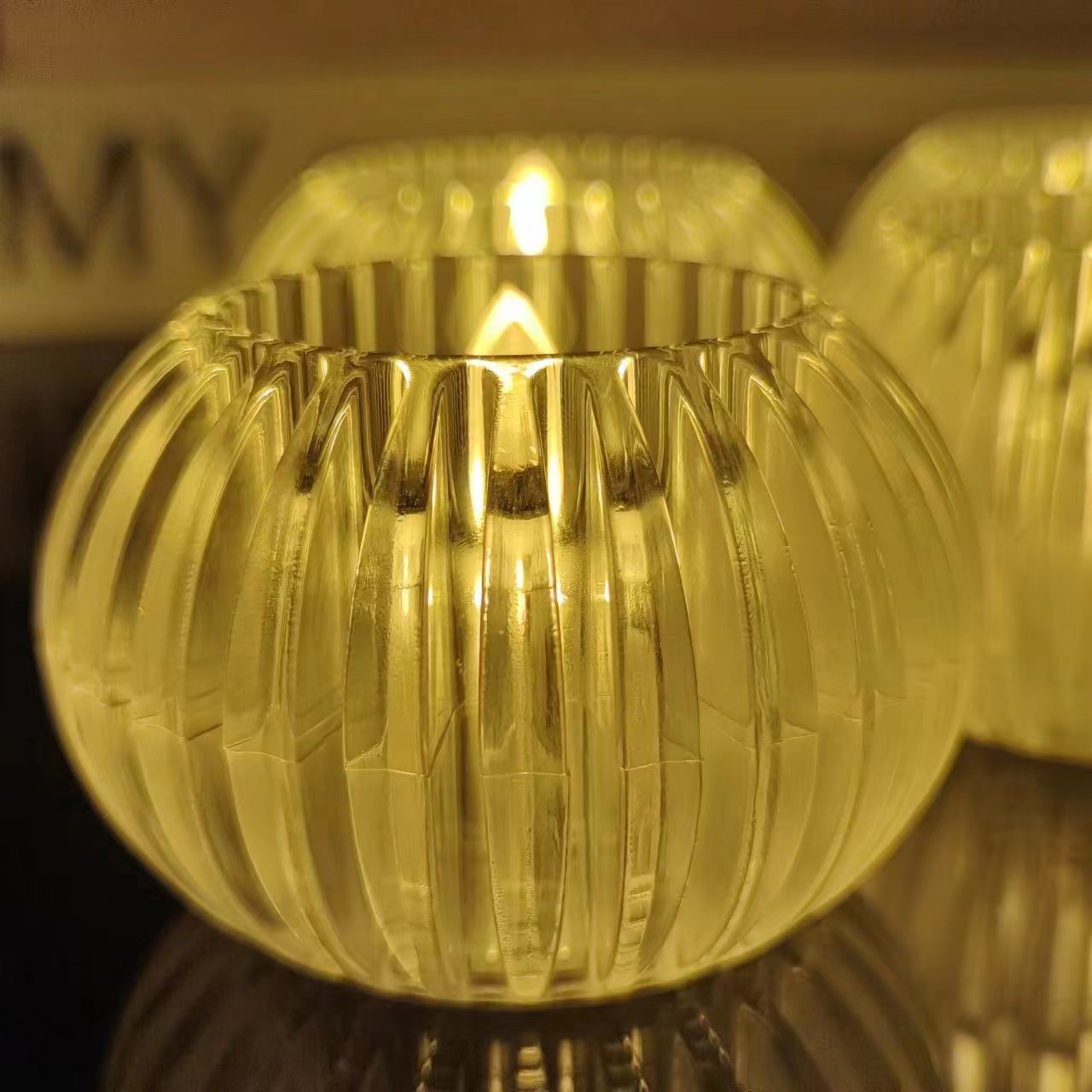 led electronic candle lamp, creative night light, vertical striped ball candle lamp details Picture