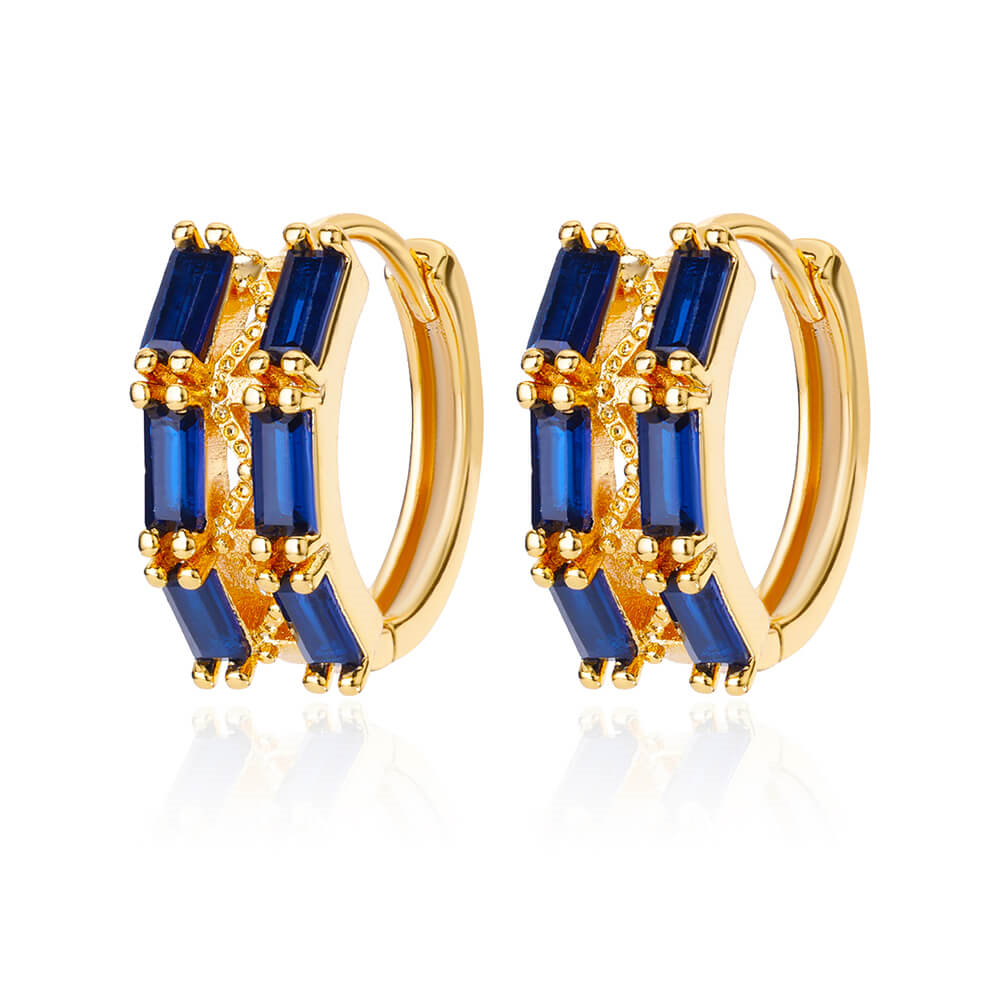 Fashionable and trendy, brilliant sapphire blue zircon ear buckles
