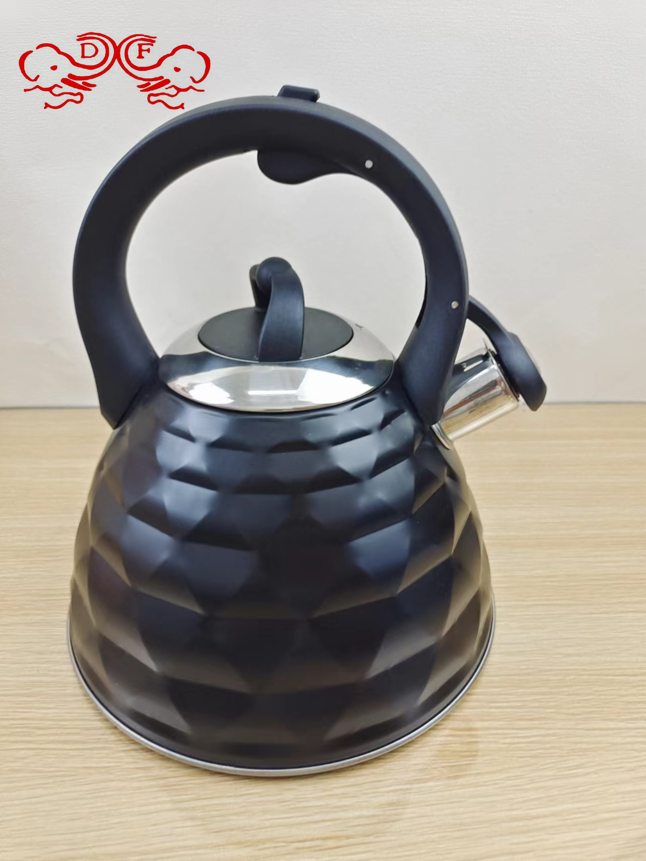 DF68376 Black diamond-patterned sounding kettle, stainless steel kettle, 3L European and American sounding kettle, universal DF TRADINGHOUSE Specification image