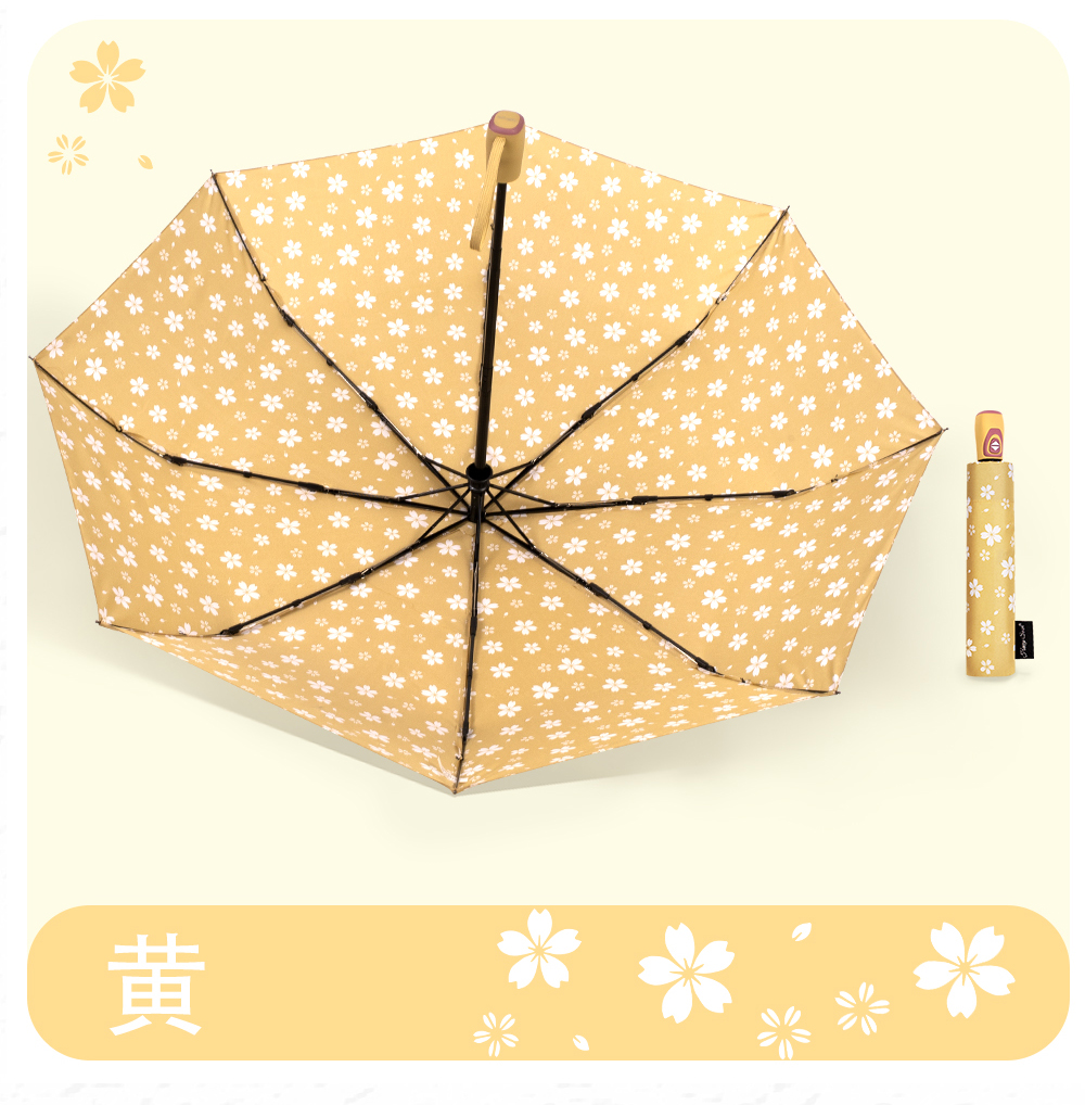 3133A义乌好货白色花雨伞内外销半自动雨伞三折防风雨伞批发详情13