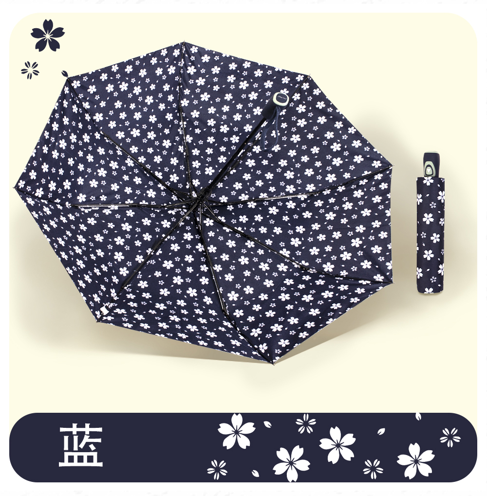 3133A义乌好货白色花雨伞内外销半自动雨伞三折防风雨伞批发详情10