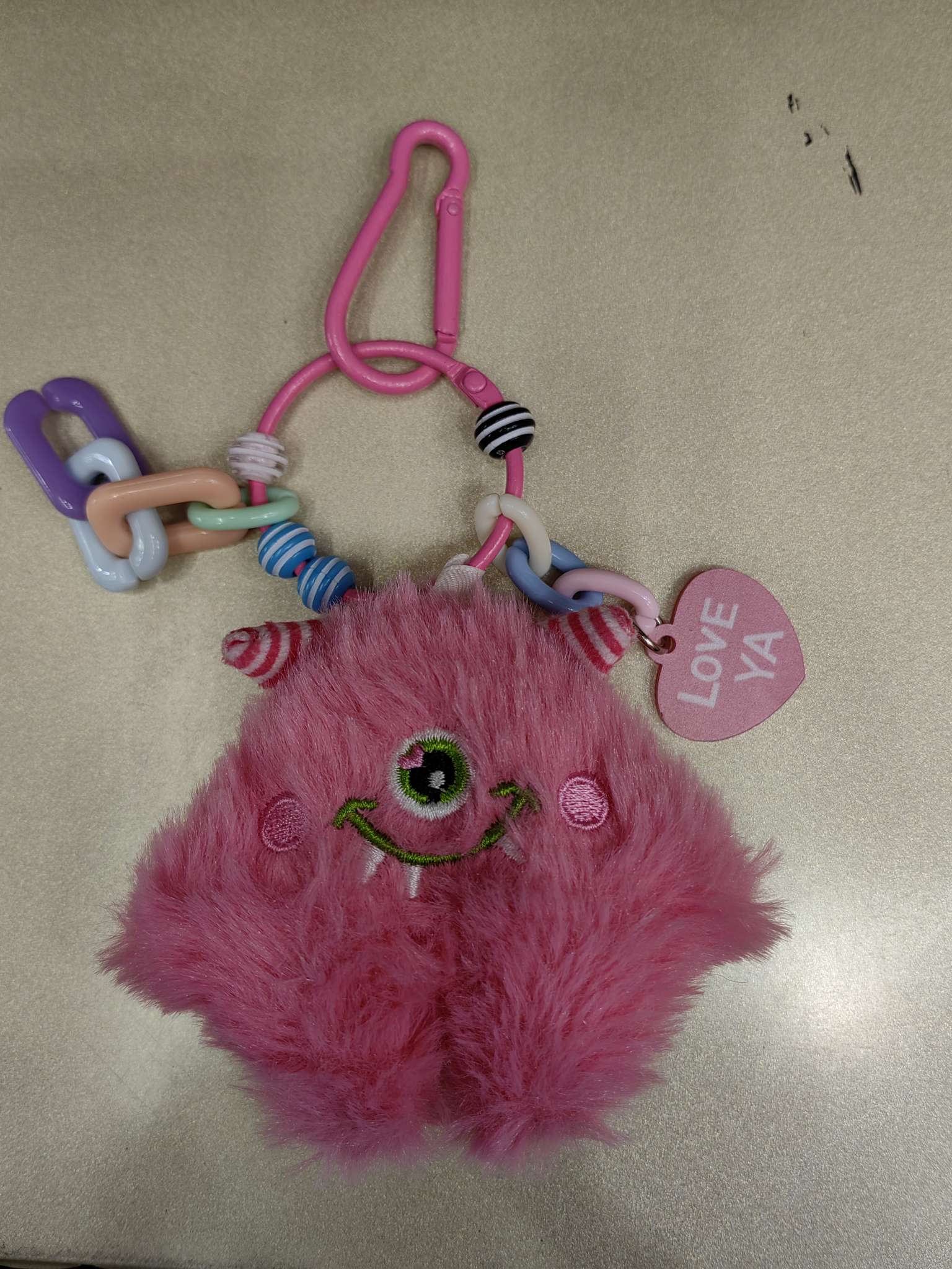 3711琪丽莎饰品，笨笨熊、毛绒、可爱、彩色链条爱心珠子钥匙扣成人头饰详情图4