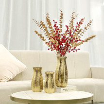 金色瓷花瓶珍珠点釉电镀插花花器摆件客厅餐桌插花花器