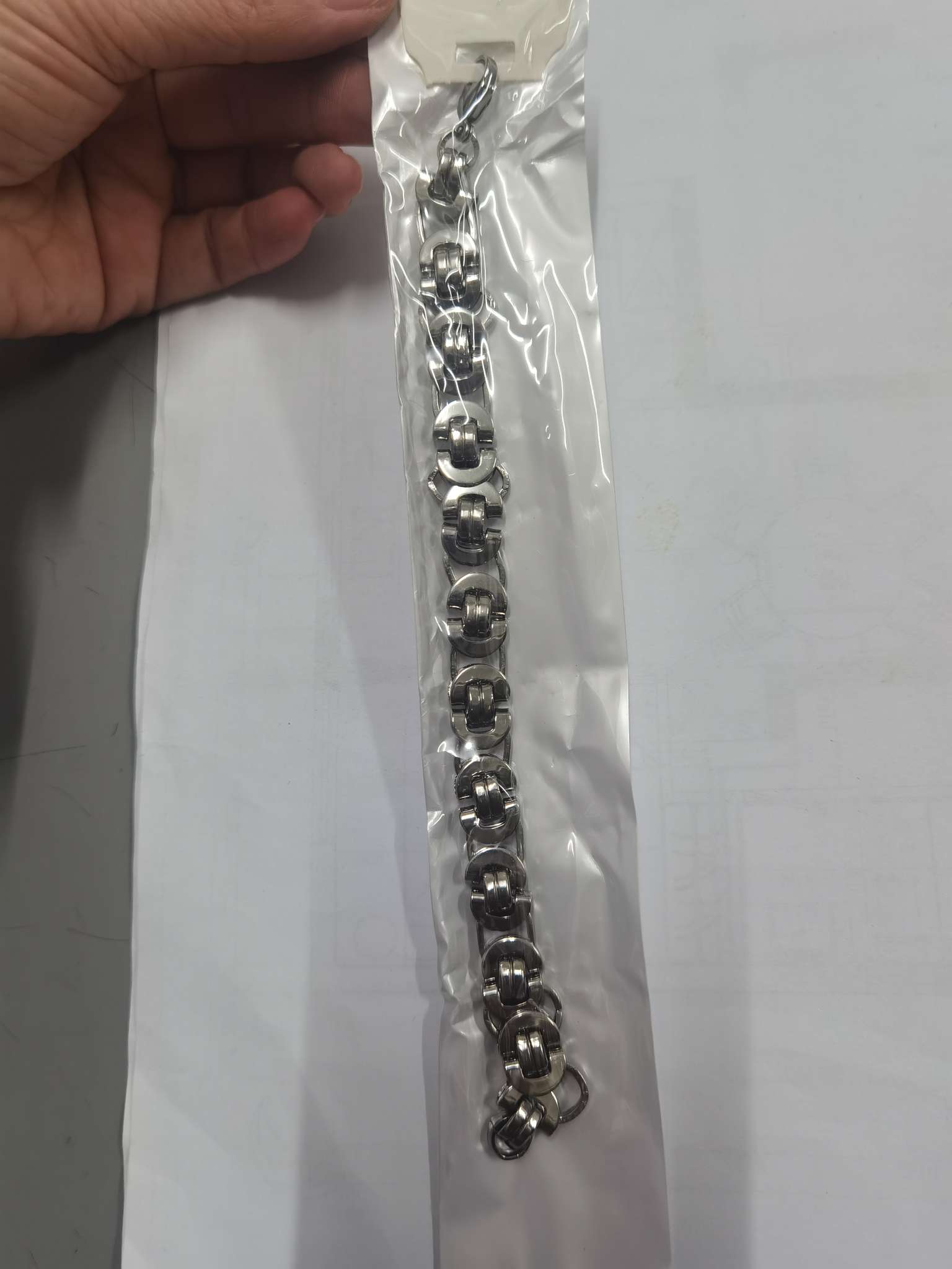手链/男士/不锈钢白底实物图